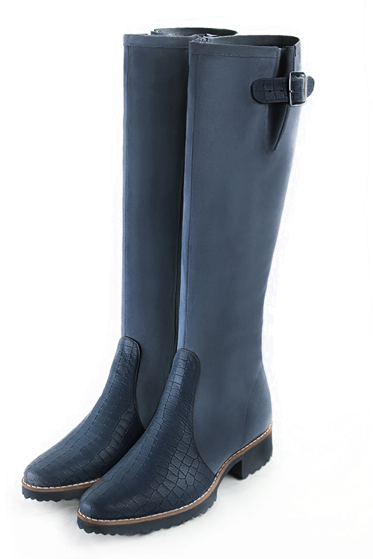 Denim blue dress knee-high boots for women - Florence KOOIJMAN